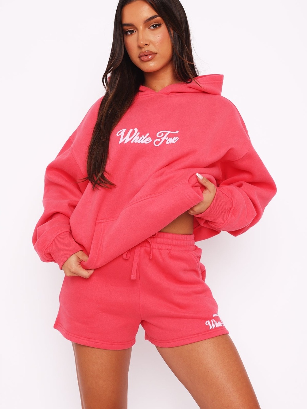 White Fox Boutique Coral Pink Logo Hoodie